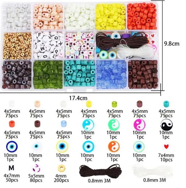 

1 Box Round Tai Chi eye Spacer Beads Kit Acrylic English Alphabet Letter Set Jewelry Making Kits DIY Bracelets