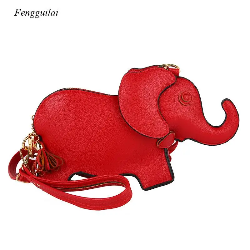 New Creative Funny Elephant Shape Shoudler Bag for Women Mini Cartoon Crossbody Bag Phone&amppurses Coin Bag Messenger Bag