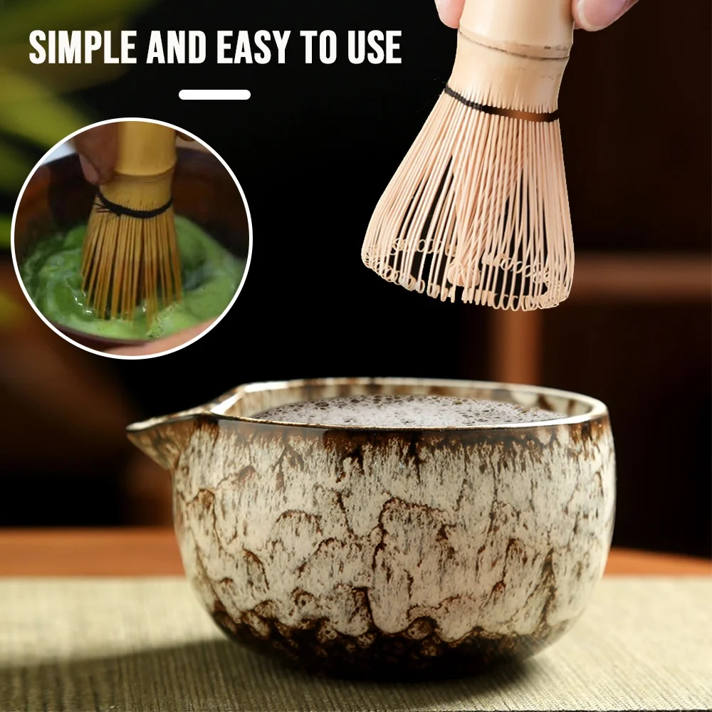 Handmade Home Easy Clean Japanese Matcha Tea Set Safe Bamboo Whisk Teaspoon Tea Sets Tools Stand Kit Bowl Whisk Scoop Gift