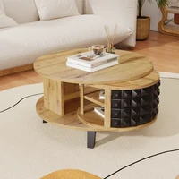 Table basse et d'appoint rotative 2 en 1 – Étagère de rangement interne cachée pratique, design peu encombrant, idéale pour une utilisation dans le salon 3