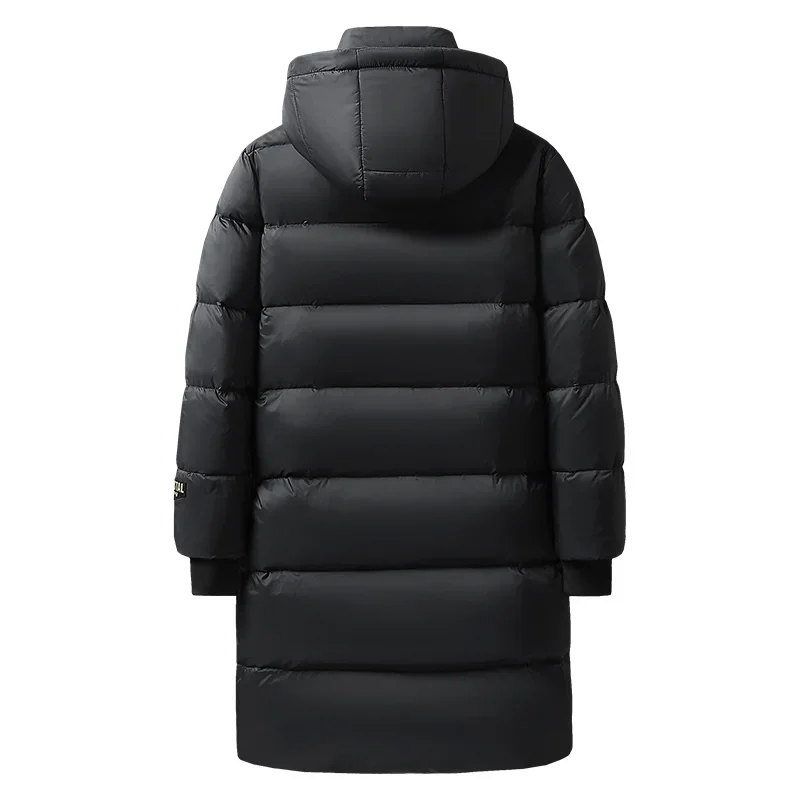 Down Jacket Men's Long Winter Luxury Black Gold Bright Face Waterproof White Duck Down Warm Jacket Ski Lightweight Hooded Coat