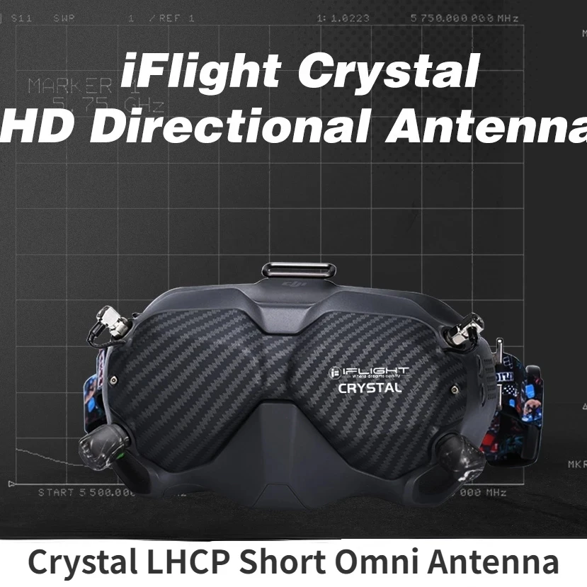 

iFlight Crystal HD Patch 5.8GHz Directional Antenna Protective Shell with Crystal LHCP Short Omni Antenna for DJI FPV Goggles