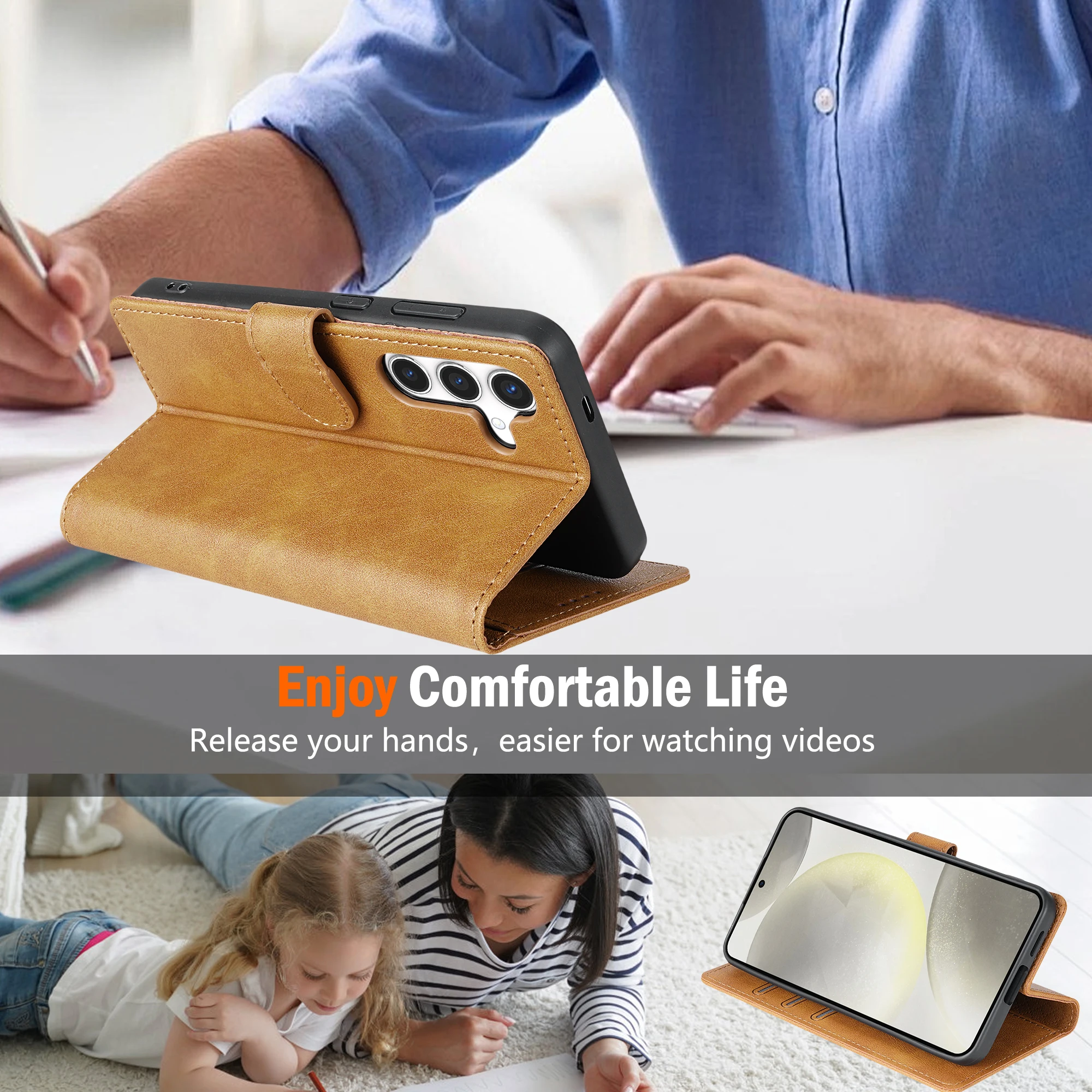 Étui de téléphone en cuir d'affaires pour Samsung Galaxy S25 S24 S23 Ultra S22 S21 FE S20 S10 Plus Note20 Flip Book carte portefeuille couverture Etui – Image 4