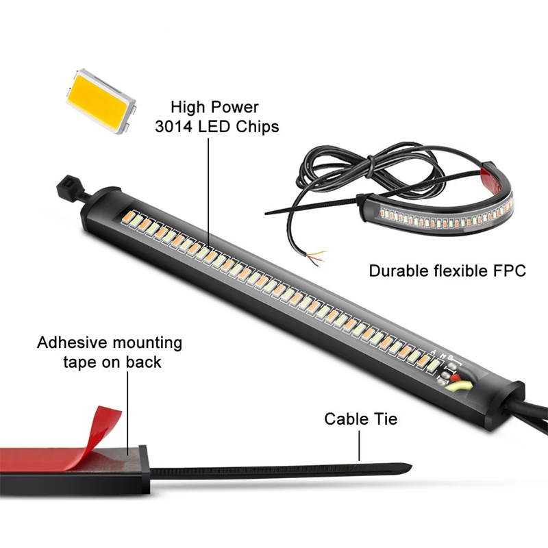 Motorcycle Turn Signal Lights 2Pcs 12V LED Ring Fork Strip Flashing Blinker Amber White Moto Flasher Auto Accessories