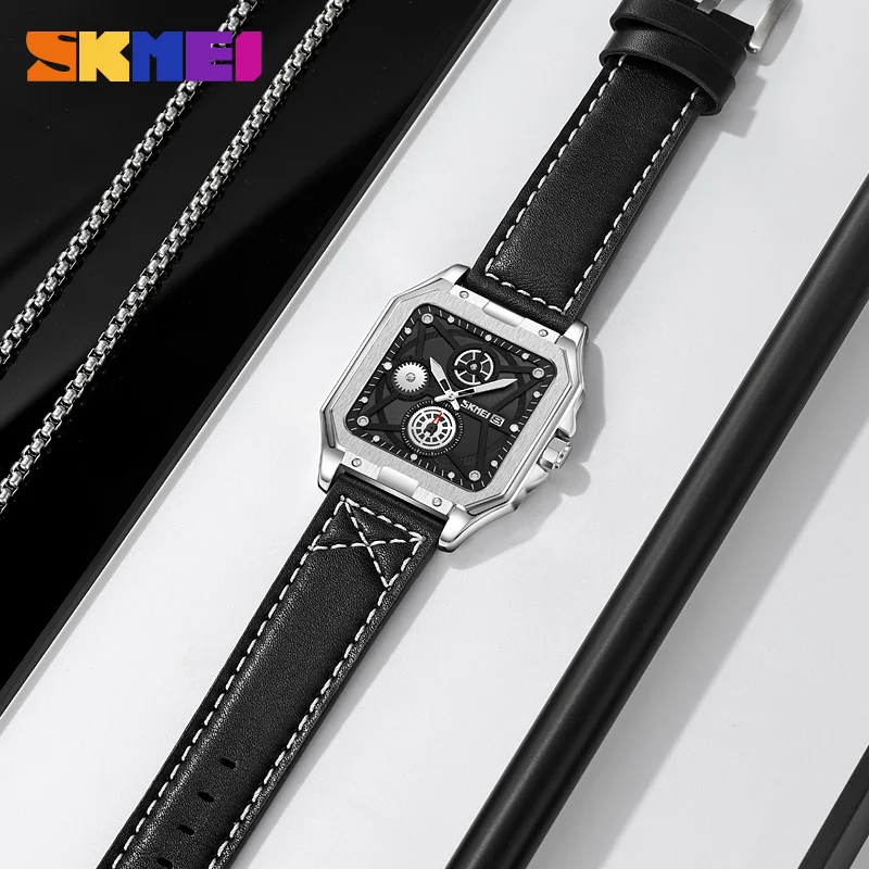 SKMEI New Casual Original Japan Quartz Men's Watches Date Waterproof Fashion Wristwatch For Men Square Dial Gentleman Male Clock