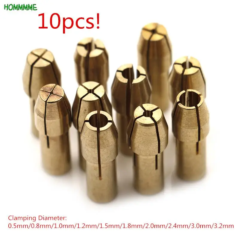 10Pcs เครื่องเจาะขนาดเล็ก Chucks อะแดปเตอร์0.5มม.-3.2มม.Dremel เครื่องเจาะขนาดเล็ก Chucks Chuck อะแดปเตอร์ Micro Collet ทองเหลืองสำหรับ Power เครื่องมือหมุน2023 1
