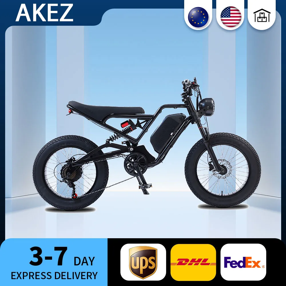 AKEZ 알루미늄 프레임 전기 자전거 레트로 오토바이 Ebike 유압 브레이크, 고성능 전기 오토바이