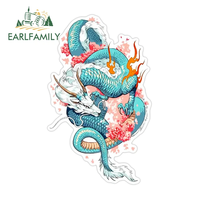EARLFAMILY 13cm x 7.9cm for Dargon Blossoms Car Stickers Cartoon Simple  Decals Occlusion Scratch Trunk Motorcycle Decoration - AliExpress