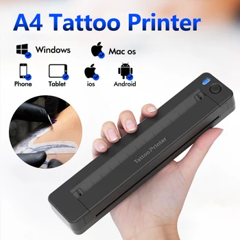 Mini stampante termica portatile A4 macchina da stampa per tatuaggi stampante per tatuaggi Bluetooth senza inchiostro termocopiatrice per tatuaggi multifunzionale