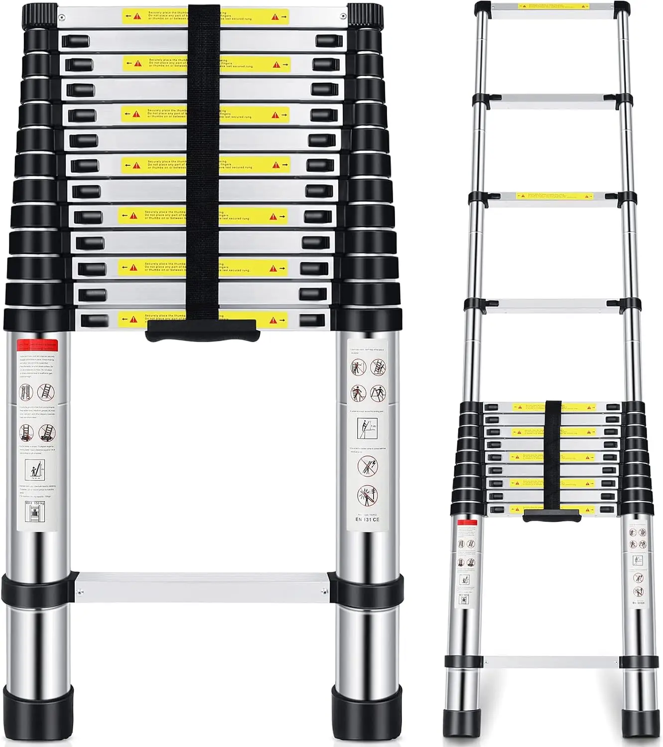 

Telescoping Extension Ladder 16.5 FT Aluminum Alloy Folding Telescopic Ladder with Locking Mechanism Heavy Duty 330 lbs Load
