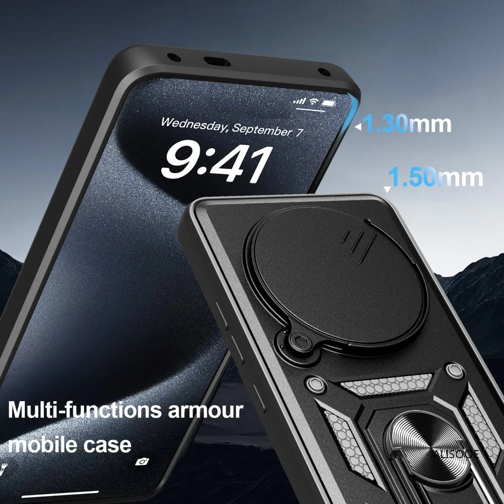 Armor Slide Camera Ring Stand Protective Case - Shockproof  Cover