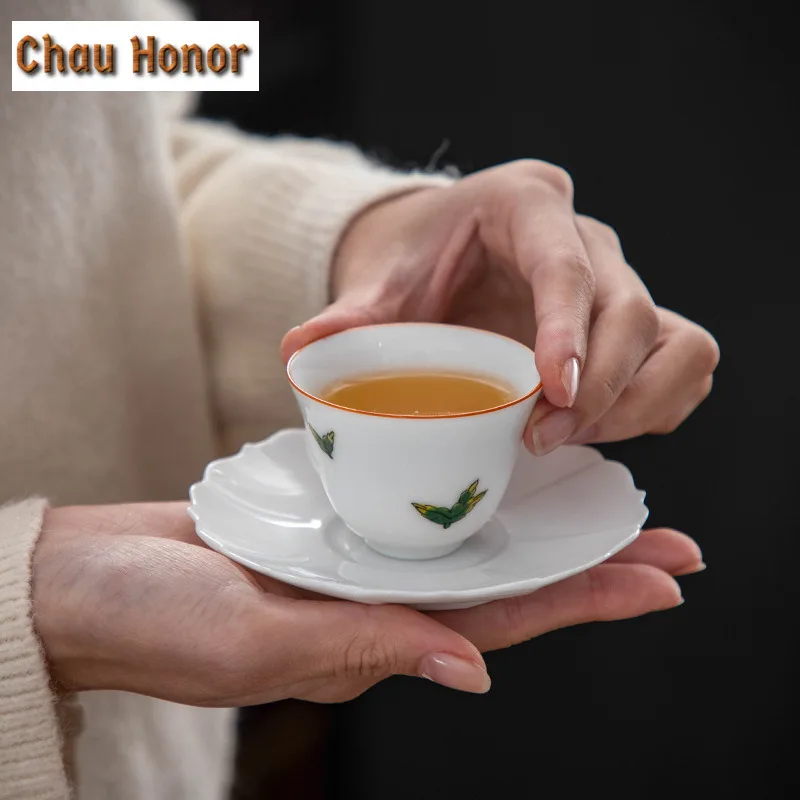 White Porcelain Cup Pad Tea Cup Heat Insulation Tea Holder Master Cup Pad Ceramic Cup Dish Base Tea Mat Cup Holder Tea Art Items