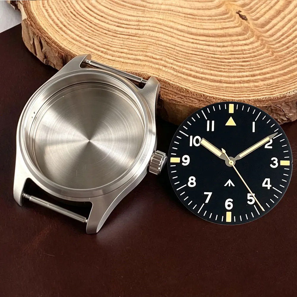 Pilot Titanium/Stainless Steel Watch Case - 39mm, 20ATM Waterproof with Sapphire Glass & Luminous Dial Hands