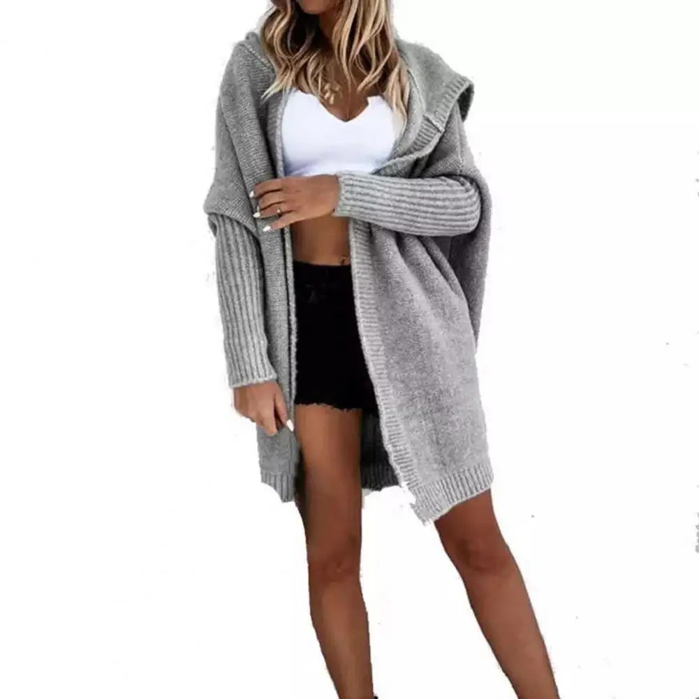 

Women Winter Cardigan Cozy Knitted Cardigan Coat Warm Hooded Stylish for Women's Fall Winter Fashion Women Solid Color Knit