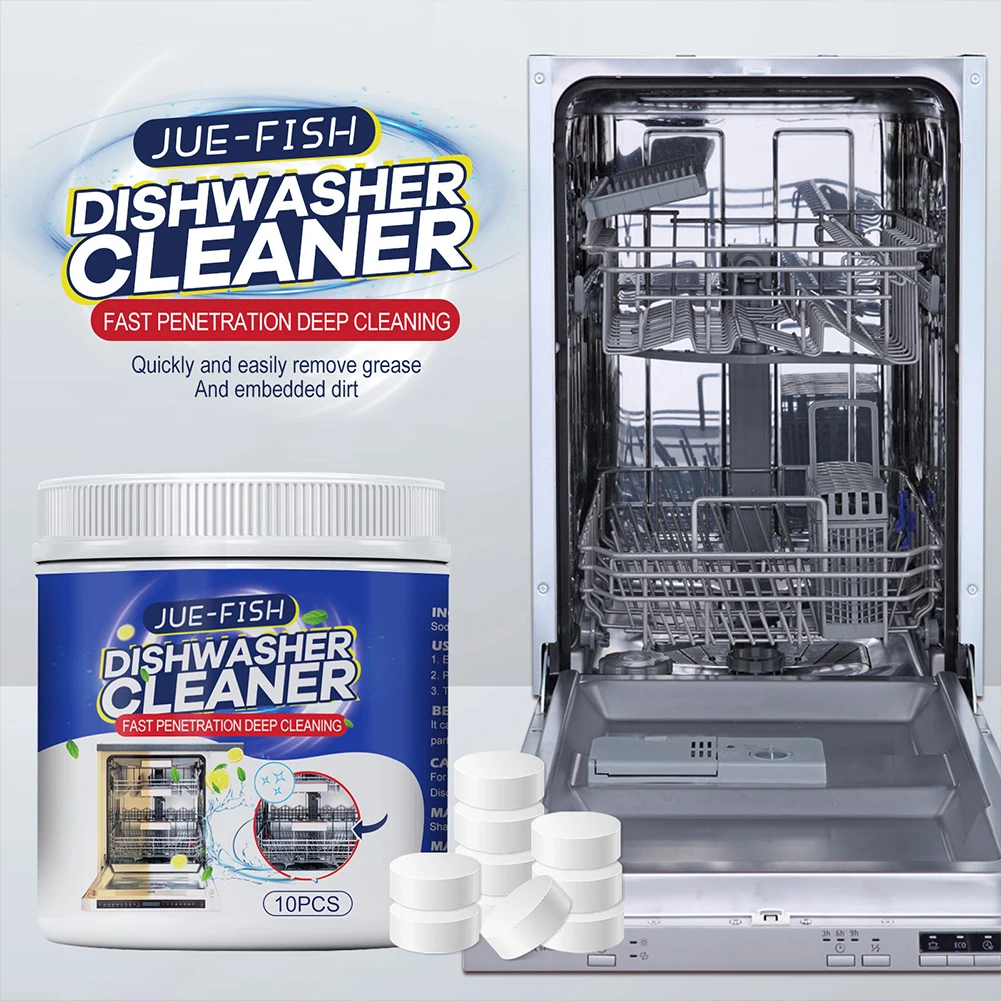 10pcs Powerful Cleaning Dishwasher Tablets Leaves Smelling Fresh Deep Clean Dishwasher Tablets Anti-Limescale Cleaner
