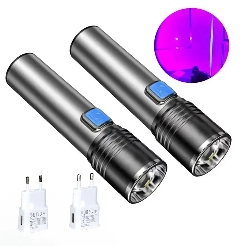UV Blacklight Flashlight with Zoomable and Rechargeable Features for Pet Stain Detection and Resin Curing
