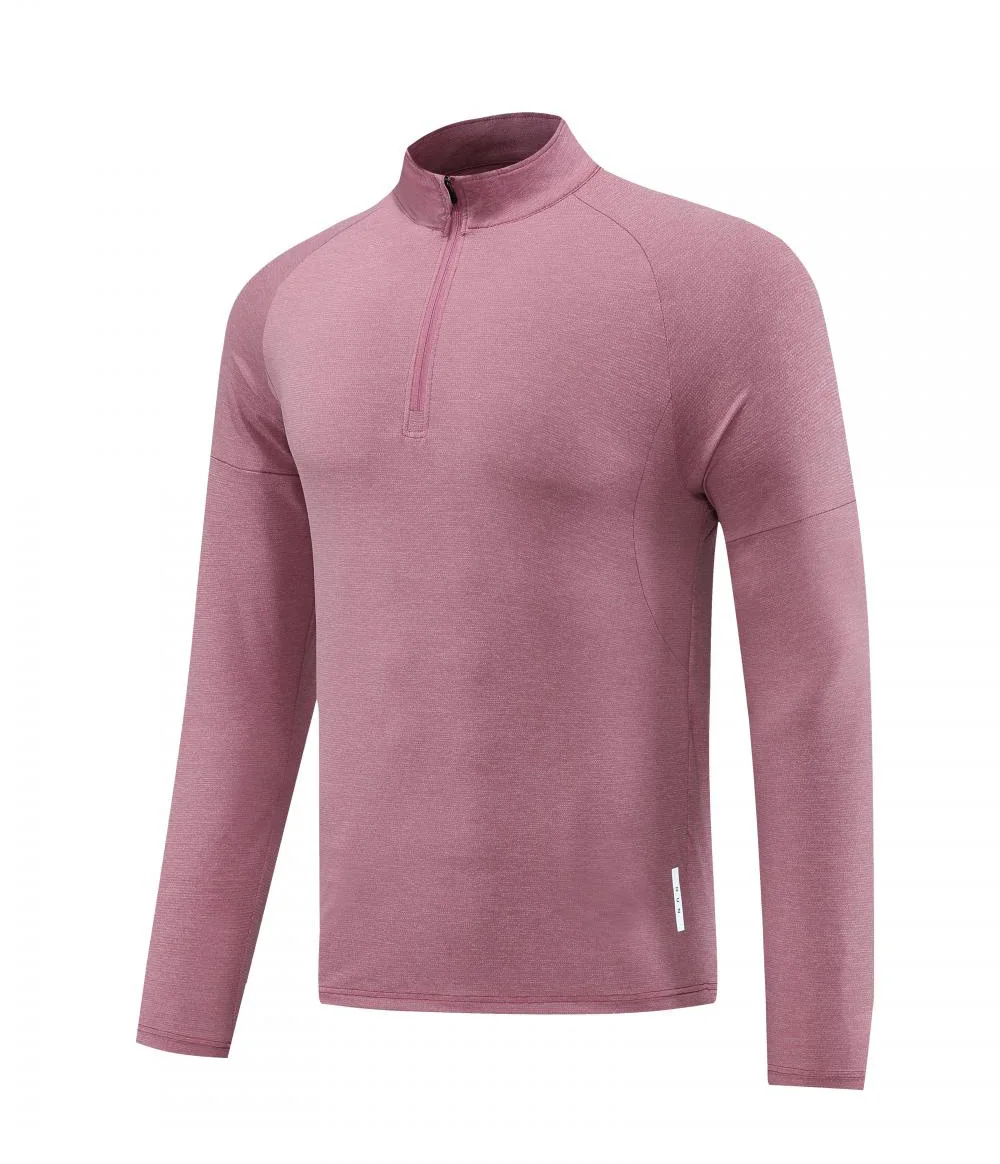 

Quick drying T-shirt for men's long sleeved standing collar, moisture wicking, breathable, elastic sports quick drying clothes