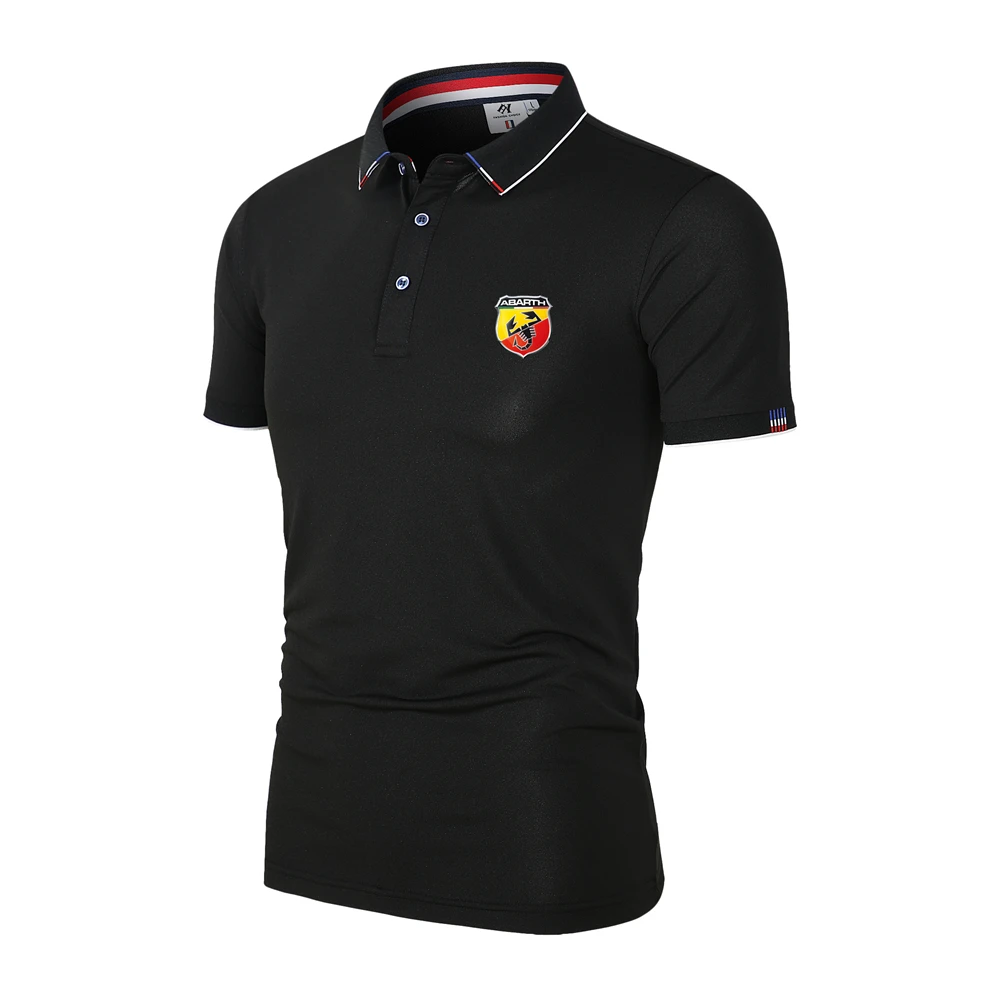 

New Business Fashion Style Men's Polo Shirt Abarth Car Logo Solid Color Harajuku Outdoor Casual Slim Fit Quick Drying Top