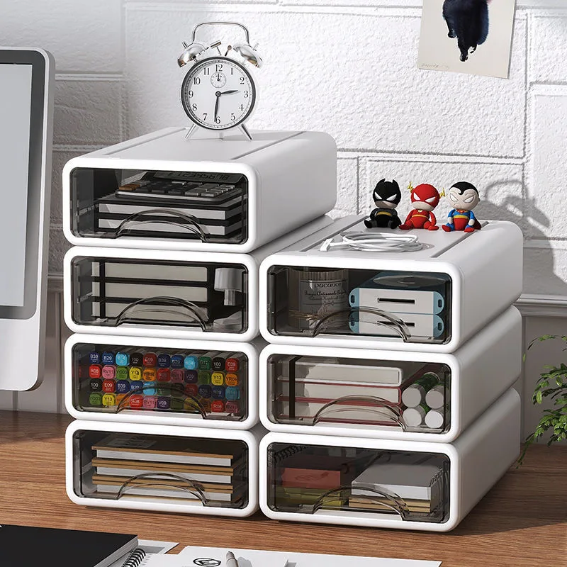 Desktop Storage Box A4 File Cabinet Large Drawer Cosmetics Dormitory Stationery Finishing Storage Desk Rack Desktop Organizer