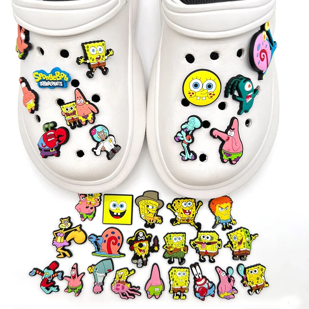 Shoe Charms Cute SpongeBob Shoes Charms for Clogs Sandals Decorations Shoes DIY Designs Accessories Decoration Kids Gifts