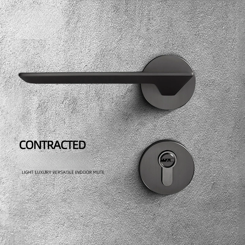

Black split lock magnetic suction mute indoor bedroom door lock minimalist wooden door lock zinc alloy mechanical door lock