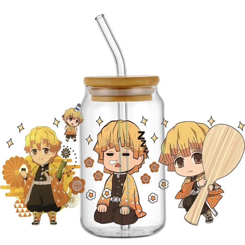 Miniso Sticker 3D Japanese Anime Characters Cartoon Couple 16oz UV DTF Cup Wrap Transfers Stickers DIY Mug Waterproof Decal
