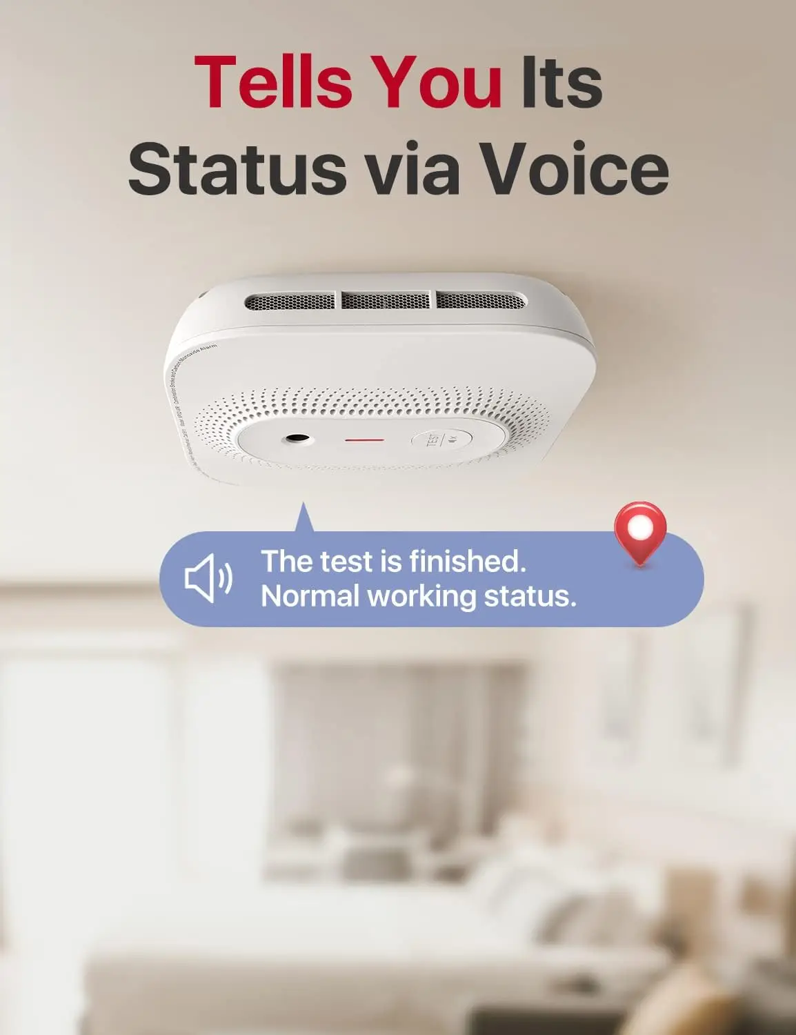 Carbon Monoxide Detector with Voice Location, Wireless Interconnected Smoke Detect