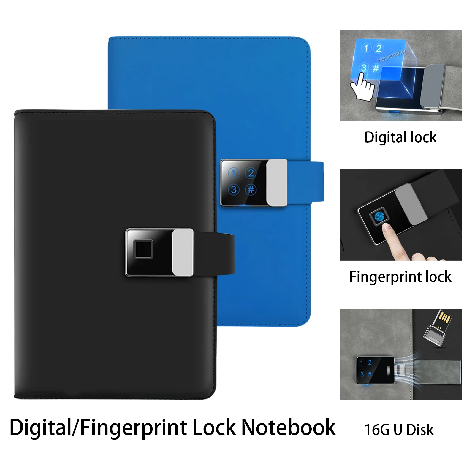A5 Fingerprint Digital Smart Notebook Leather Hand Account Notepad Replaceable Journals Planners Office School Supplies