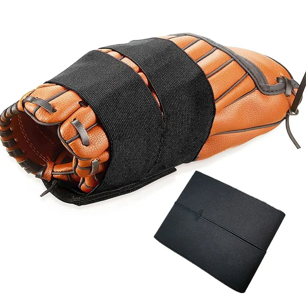 Elastic Baseball Glove Wrap Adjustable Black Baseball Glove Strap Wear-resistant Durable Softball Fastener Tape