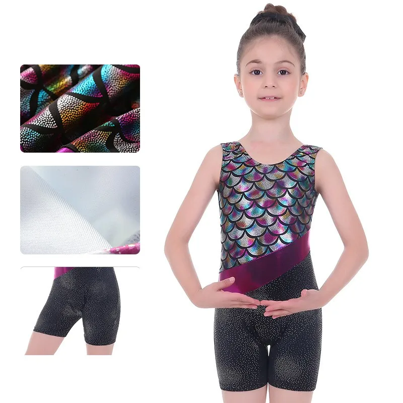 5-12 Years Old Fashion Girls Gymnastics Leotards Sizes Short Girls' Dancewear Jumpsuit
