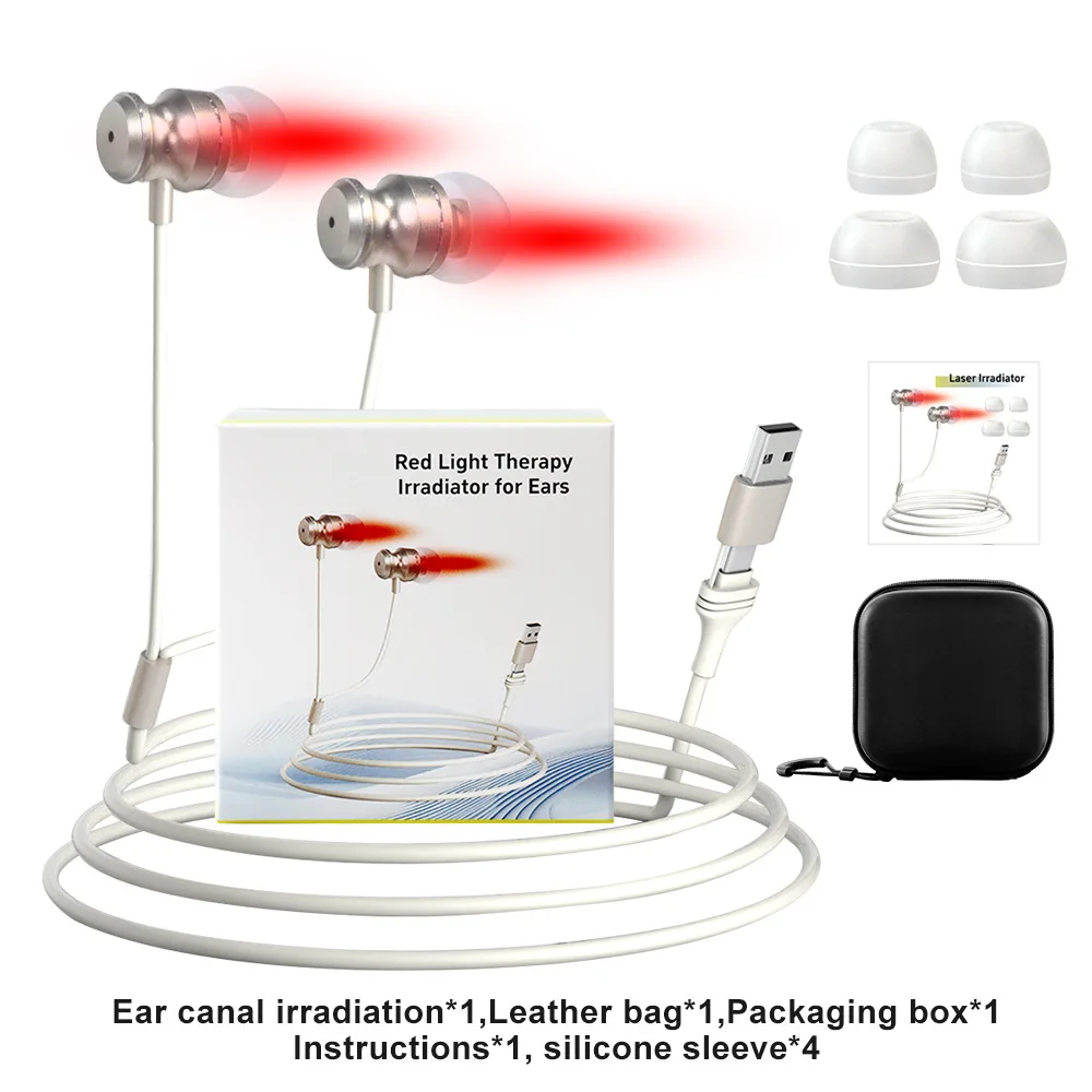 650nm Media Earphone Laser Ear Canal Irradiation Physiotherapy Type-c and USB for Blood Circulation Deafness Otitis Hypertension