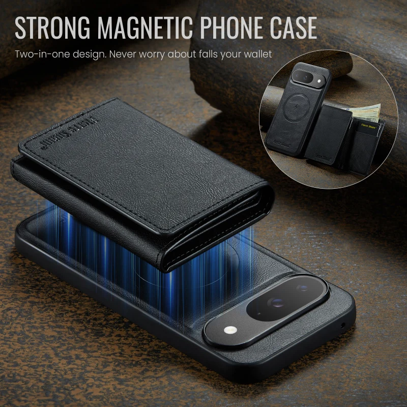 Magsafe-Compatible Magnetic Leather Wallet Phone Case with Card Slot & Stand