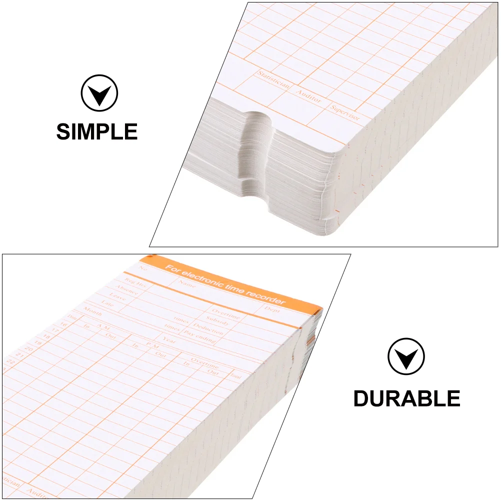 Attendance Card Time Record for Employee Recording Cards Paper Machine 100 Sheets