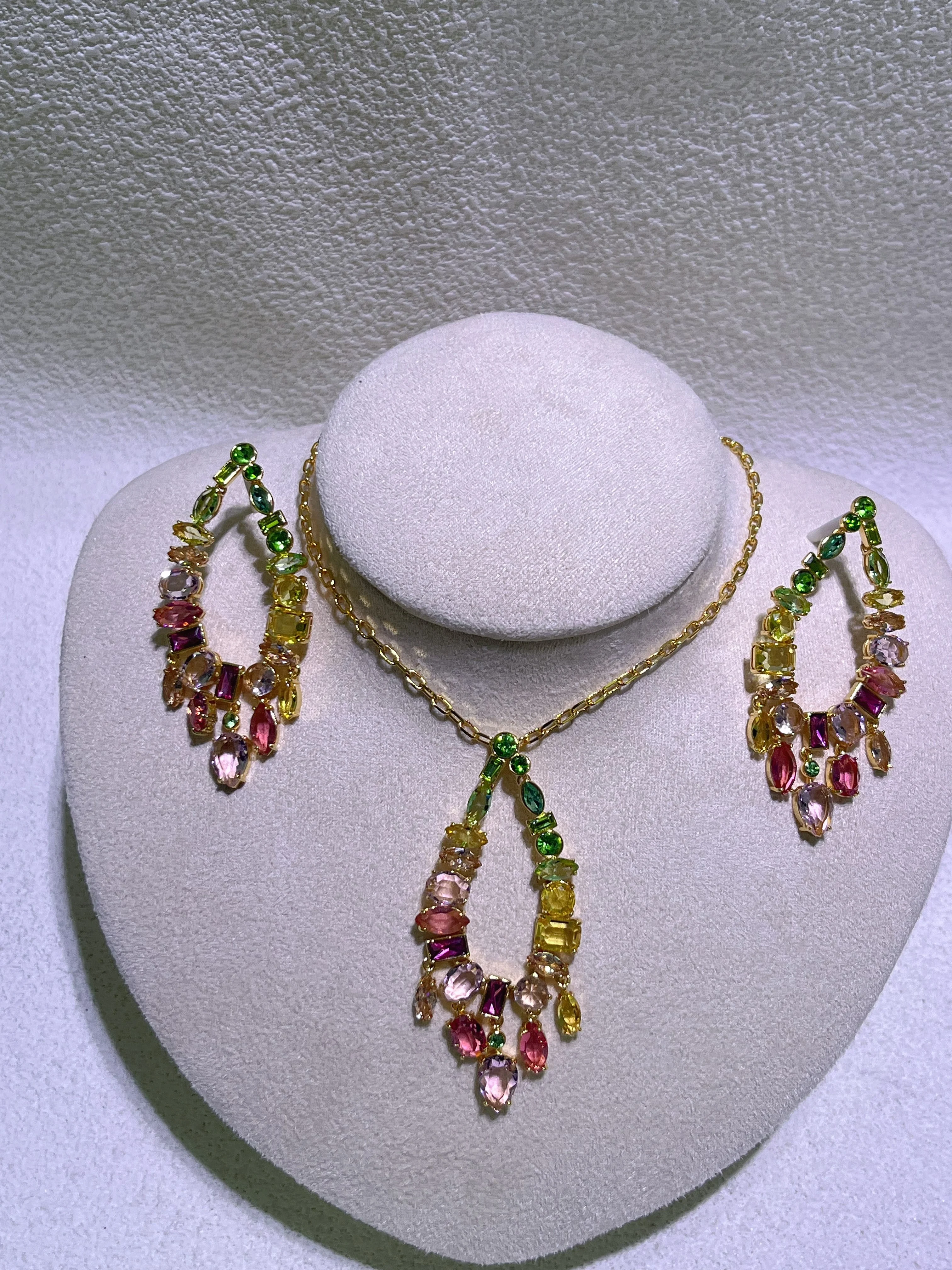 포카 컬러풀 고품질 패션 새해 세일 새로운 트렌드 쥬얼리 컬러 태슬 펜던트 목걸이 귀걸이 세트 여성용 선물