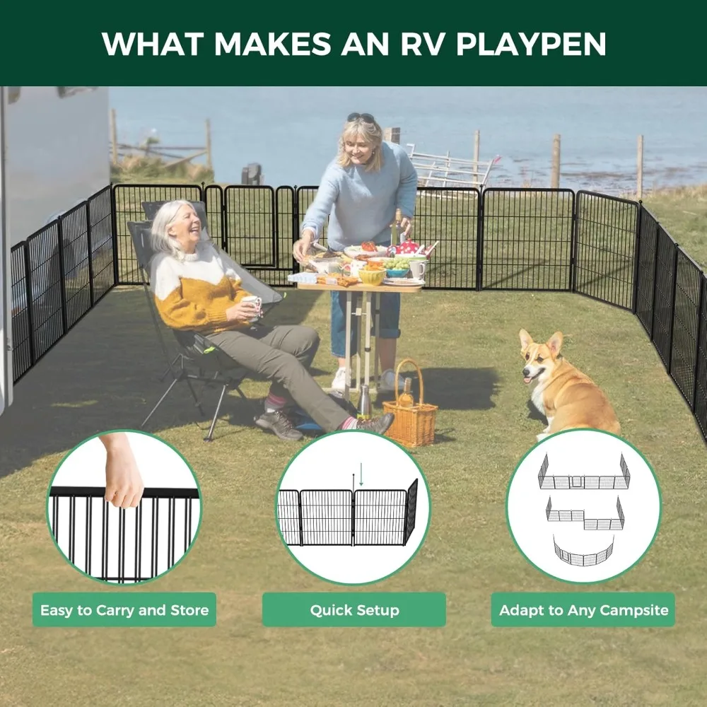 Instant Dog Playpen, Portable Pet Fence for Outdoor, RV Trips, and Camping, 32inch, 16 Panels for Small and Medium Dogs