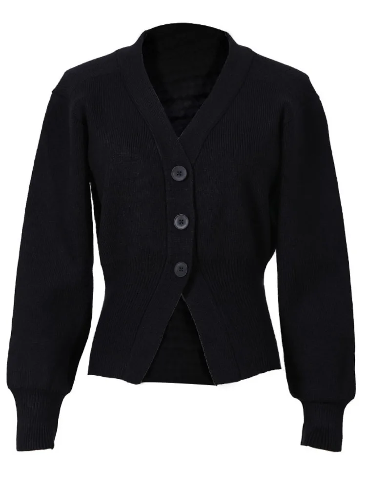 DEAT V-Neck Solid Color Temperament Women's 2024 Autumn And