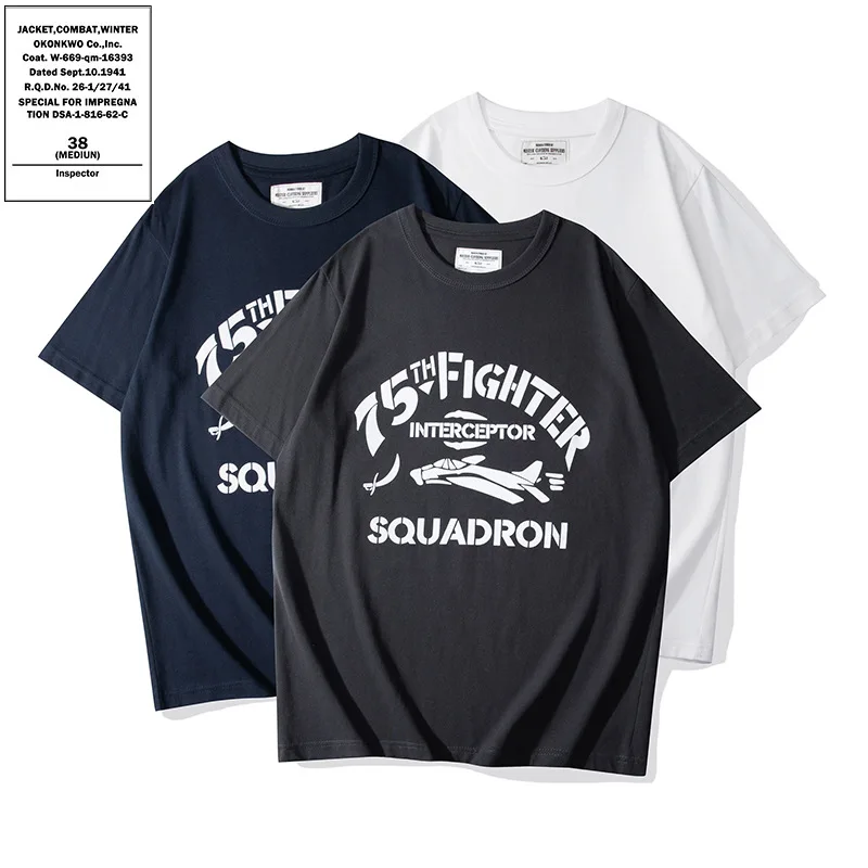 

Ретро Военная футболка OKONKWO 75th ВВС, тяжелая толстая футболка 230 г с круглым вырезом для активного отдыха, Походов, Кемпинга, верховой езды, тренировок, спорта