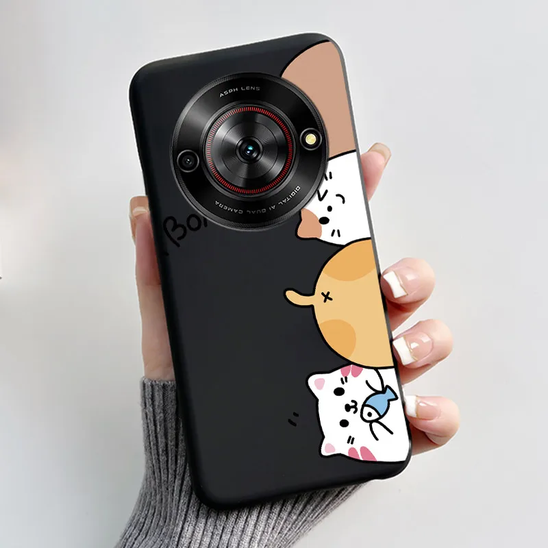 Aesthetic Cute Cat Fashion Shockproof Black Matte Soft TPU Phone Case