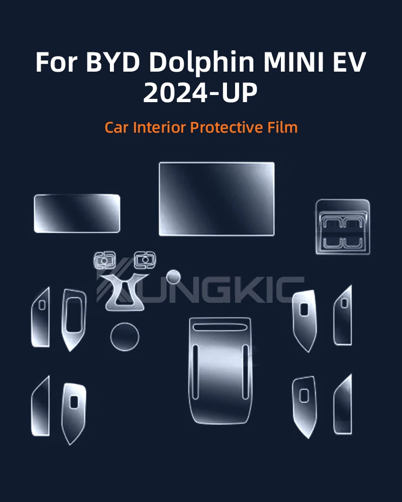 Interior de TPU para BYD Dolphin MINI EV Seagull 2024, cubierta de película protectora antiarañazos, Panel de caja de ca