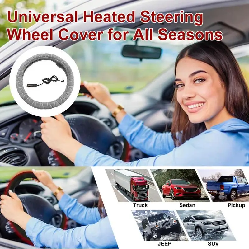 1Heated Steering Wheel Cover Heated Steering Wheel Cover 12V