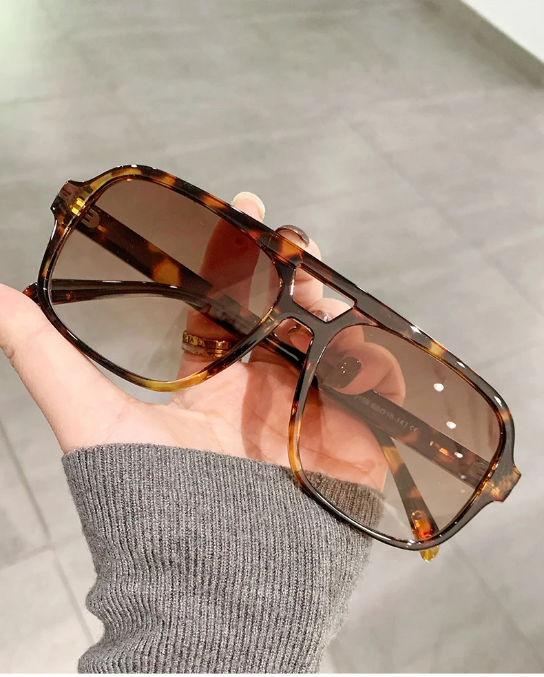 So & ei Retro Doppelbrücken quadratische Frauen Luxus Sonnenbrille Mode gelb grün Schattierungen uv400 Männer Farbverlauf Sonnenbrille – Detail 2