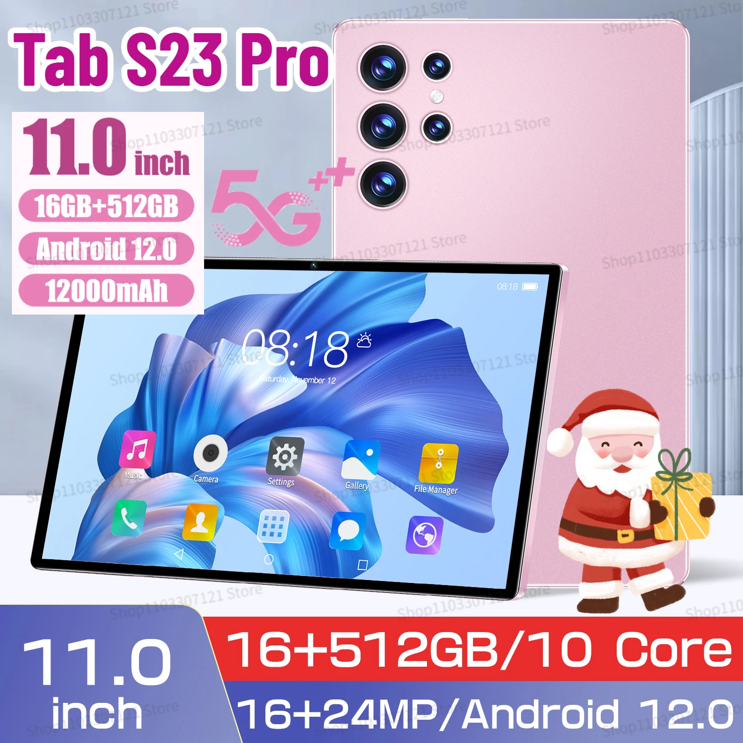 

Tab S23 Pro Snapdragon 888 Tablet 10 inch Android 13 12GB+512GB 10000mAh Google Play Bluetooth WiFi 5G Dual SIM Card Tablet PC