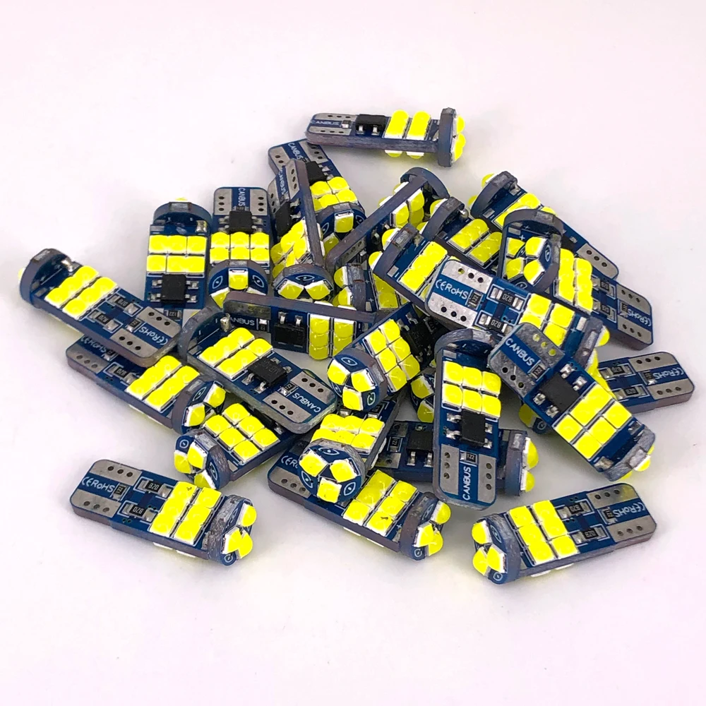 500pcs T10 LED 15 SMD 3030 Side Width Light CANBUS Error Free Decode Lamp  White Yellow Ice Bule Pink 12V