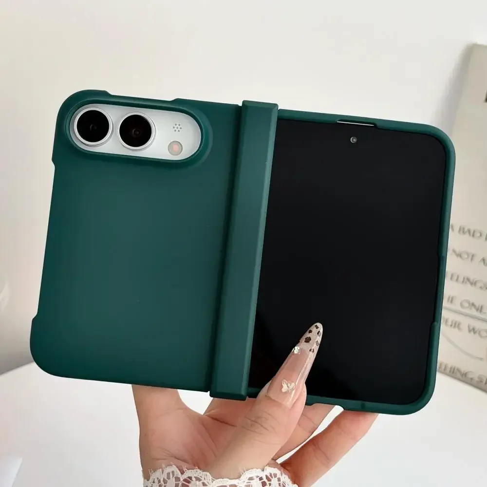 Matte Solid Color Shockproof Folding Phone Case with Hinge Protection