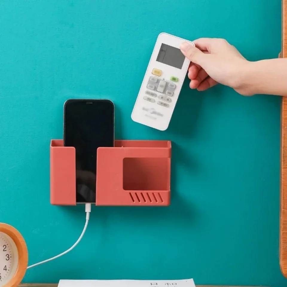 Universal Mobile Phone Charging Holder Wall Mounted Non-Punching Box Rack TV Air Conditioning Remote Controller Storage_voghion.com