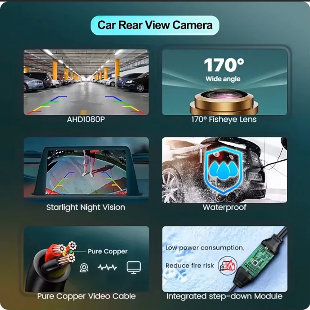 AHD1080P/720P Car Rear View Camera 170° Fisheye Golden Lens Full HD Night Vision Universal Vehicle Reversing Backup Cameras