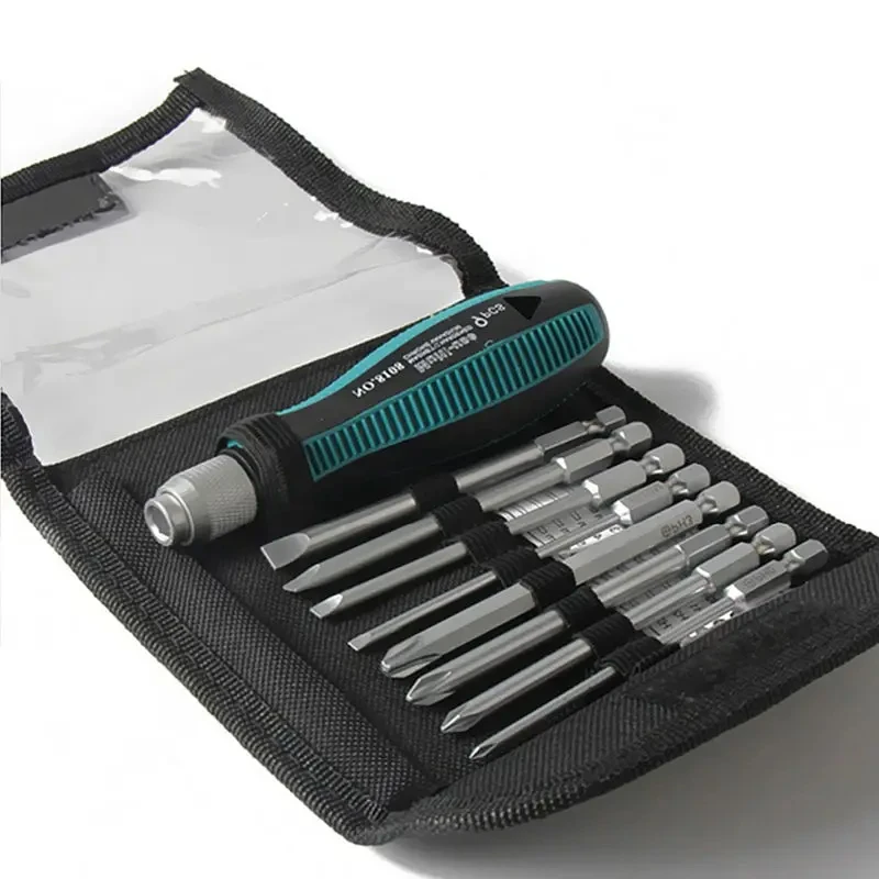 9Pcs/set Precision Screwdriver Set 1/4"/6.35mm Slotted Bits With Magnetic Multitool Home Appliances Repair Hand Tools 1