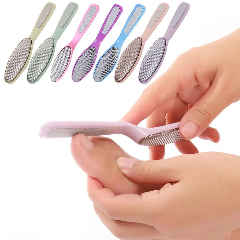 

Двусторонняя пилка для ног из нержавеющей стали 304, пилка для ног, скребок, портативная пилка для ног, многофункциональные инструменты для ухода за ногами R6P5