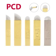 

50/200pcs Microblading Needles PCD 12/14/19 Pins Permanent Eyebrow Tattoo Blade 0.25mm U Shape Microblading Makeup Needle Blades