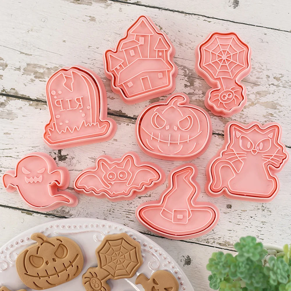 8 Teile/satz Halloween Cookie Formen 3D Kürbis Geist Keks Harz Form Cookie Küche Backen Backformen Werkzeug Halloween Party Decor – Detail 23